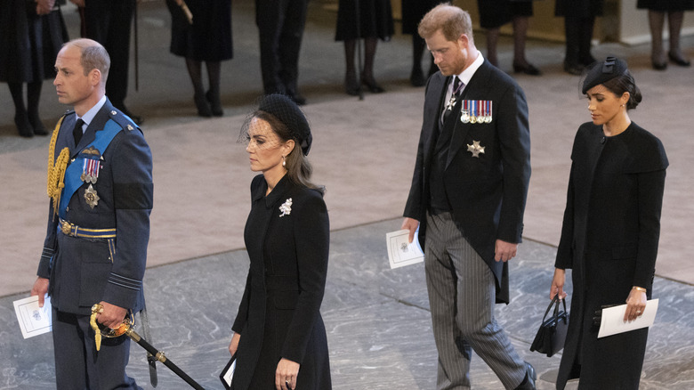 The royal princes walk together with wives
