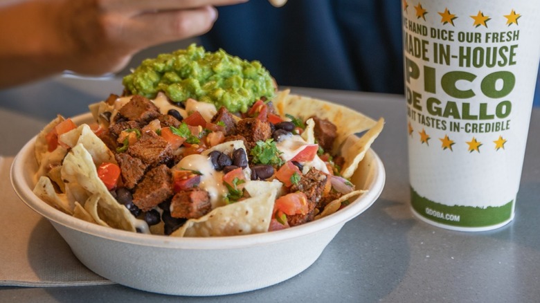 Qdoba bowl and beverage 