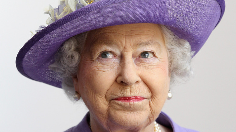 Queen Elizabeth in purple