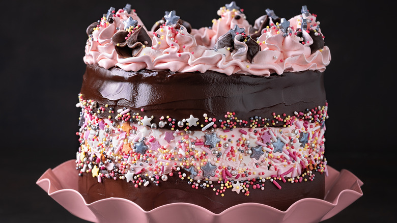 Pink and brown fault line with sprinkles 