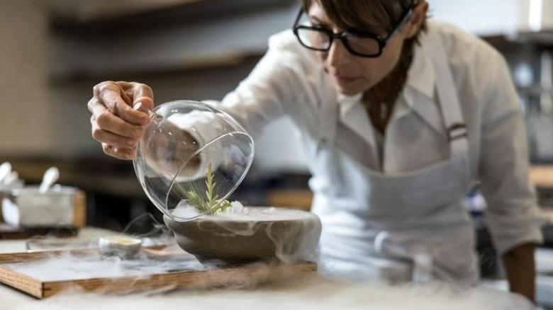 Dominique Crenn creating Atelier dish