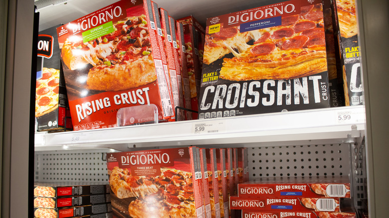 Digiorno frozen pizzas on store shelves 