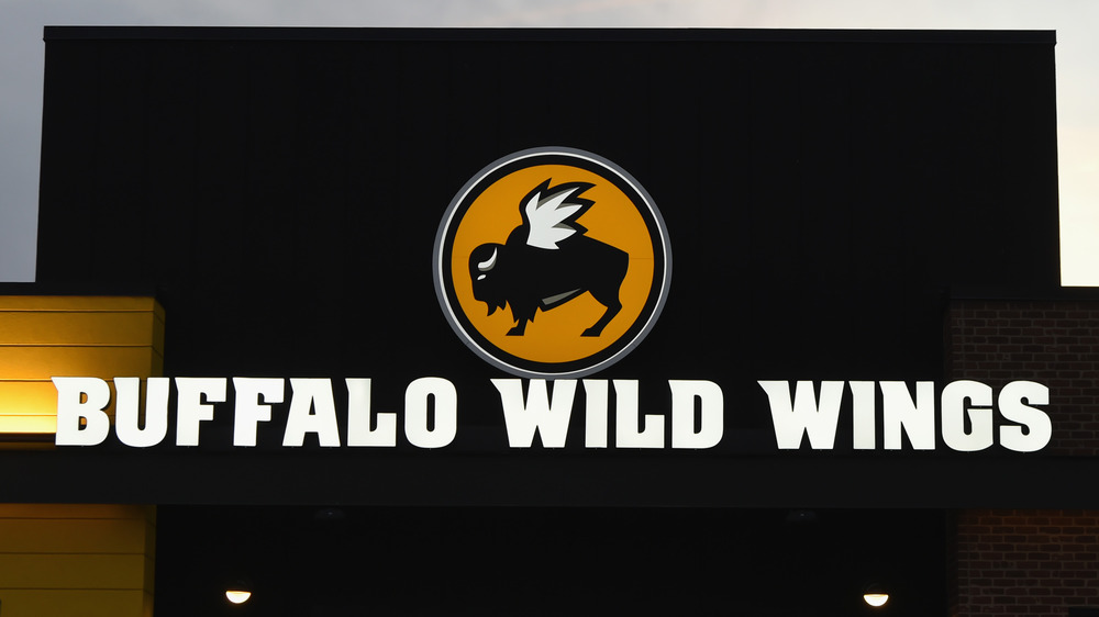 Front view of a Buffalo Wild Wings sign at a branch