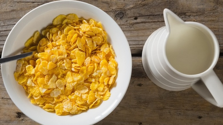 Wheaties in a bowl with milk