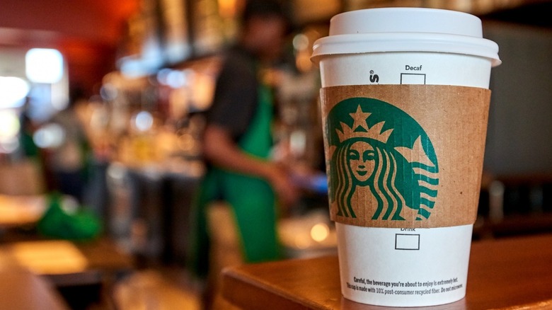 Starbucks cup on counter