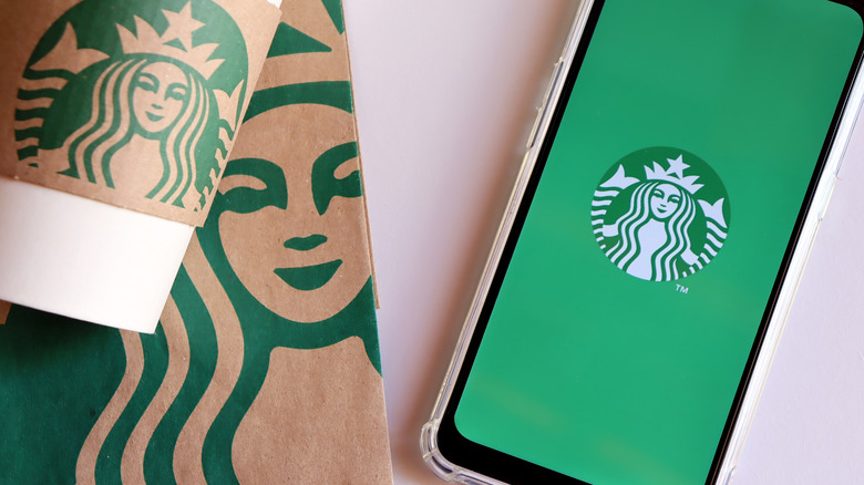 Starbucks bag, cup and app