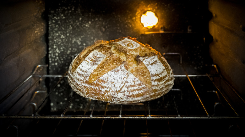 Loaf of bread in the oven