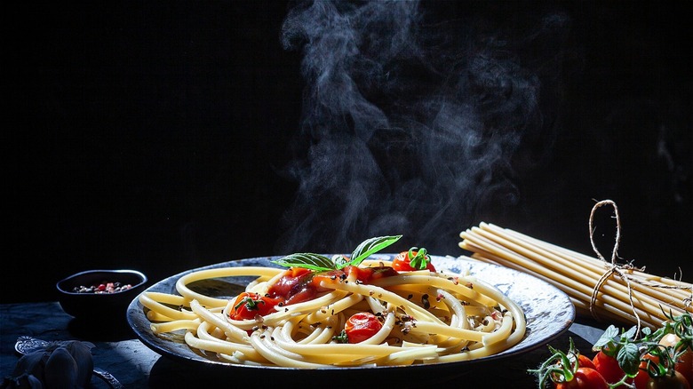 Yummy steamy plate of pasta