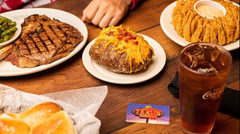 Table of Texas Roadhouse food