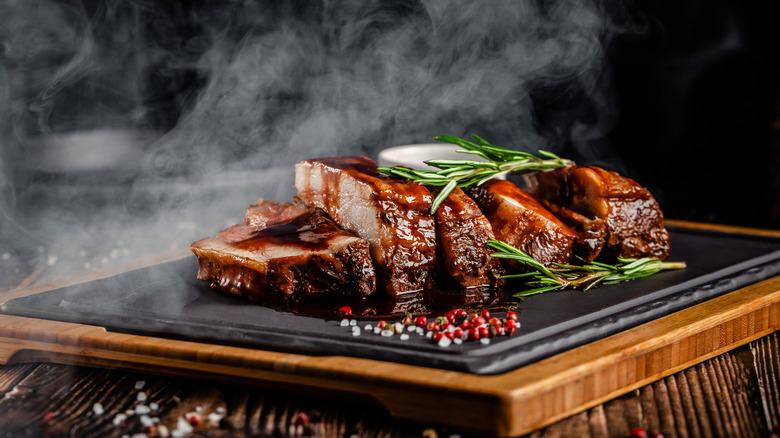 Grilled pork ribs with rosemary