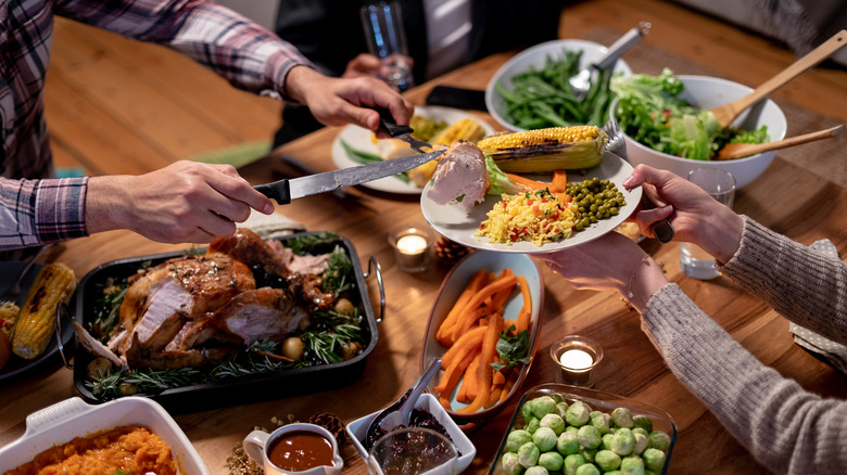 Food on a brown table