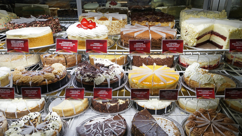 Variety of cheesecake flavors at The Cheesecake Factory