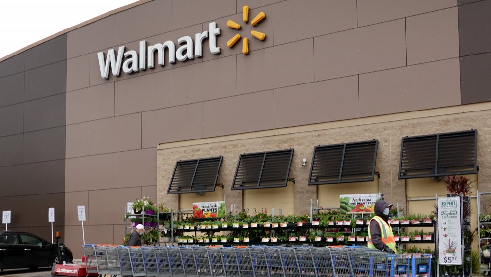 Walmart storefront with carts