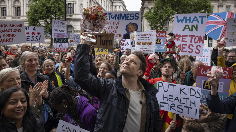 Jamie Oliver amid crowd