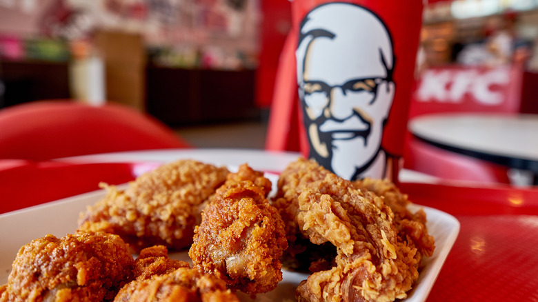 Plate of KFC restaurant chicken