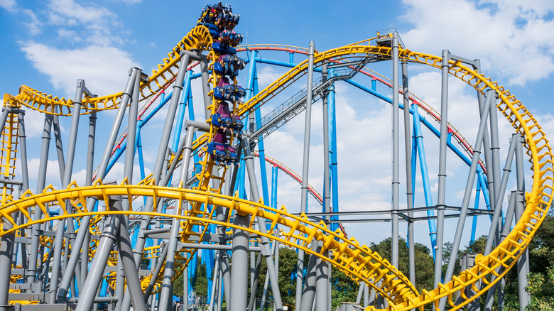 A Six Flags roller coaster