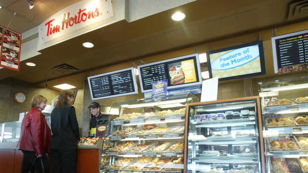 Two customers at Tim Hortons