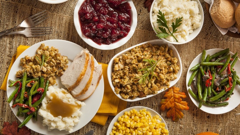 Table with Thanksgiving Dinner