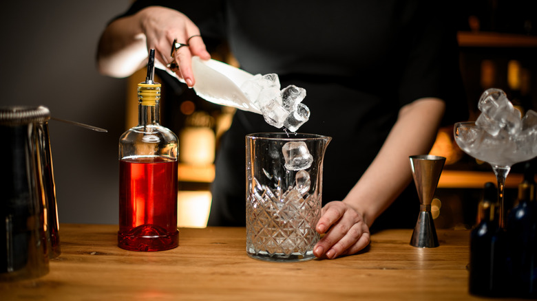 Bartender making cocktail
