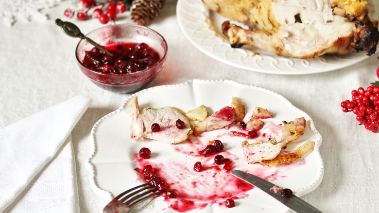 holiday leftovers on white plate