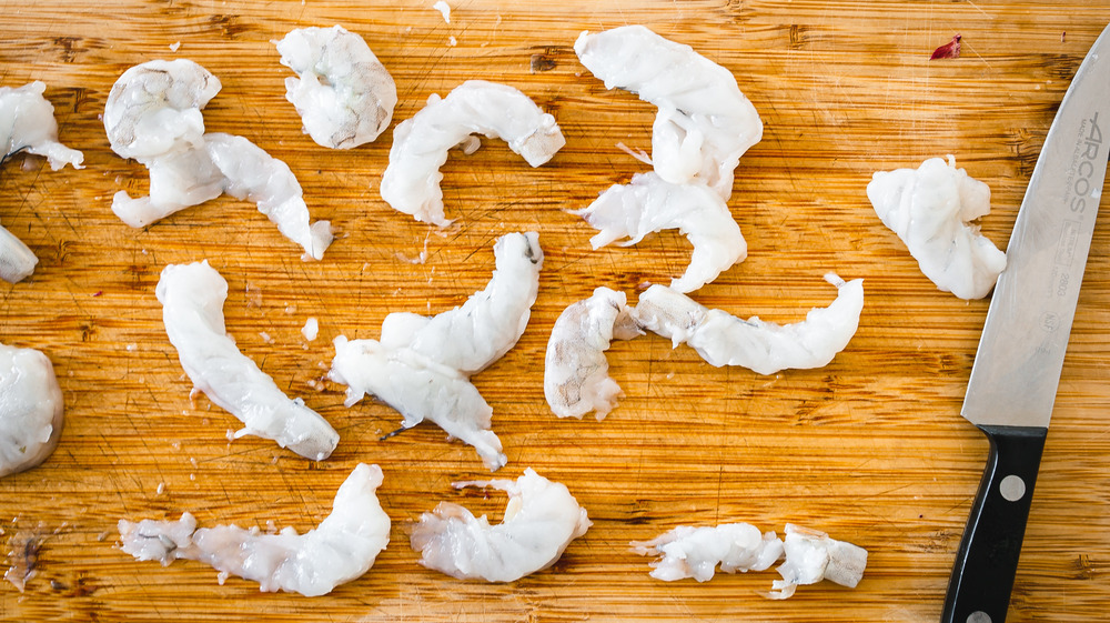 shrimp on cutting board