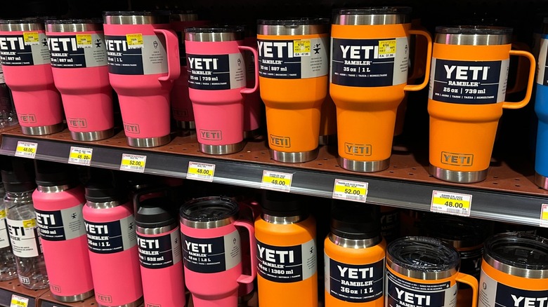 Yeti bottles on shelf