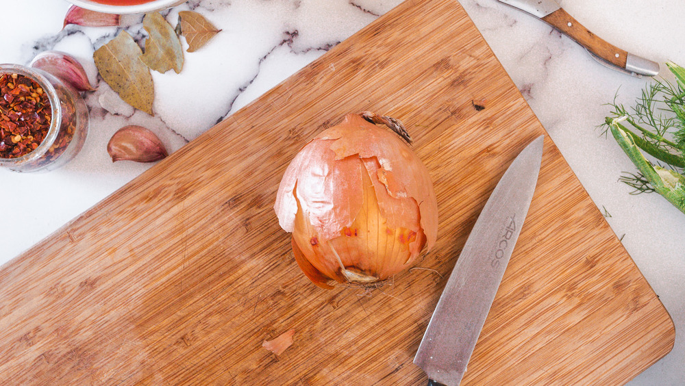 onion on cutting board