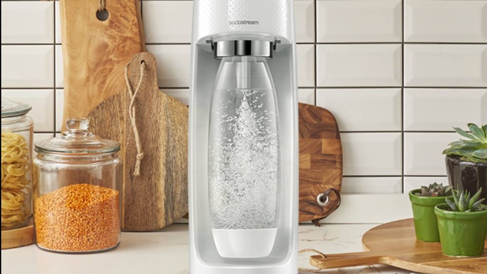 SodaStream on a kitchen countertop