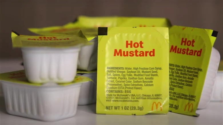 Stack of McDonald's hot mustard