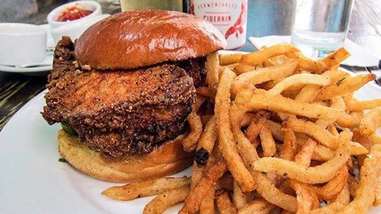 fried chicken sandwich on bun
