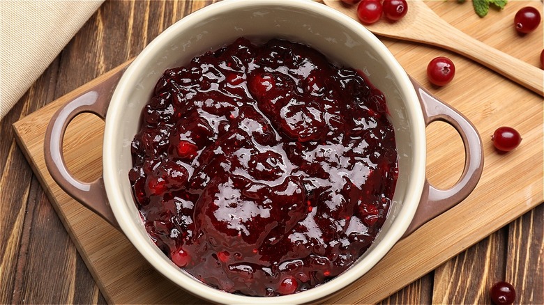 Cranberry sauce in a bowl