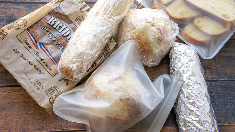 frozen bread in different wrappings