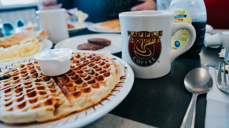 Waffle House waffle and coffee