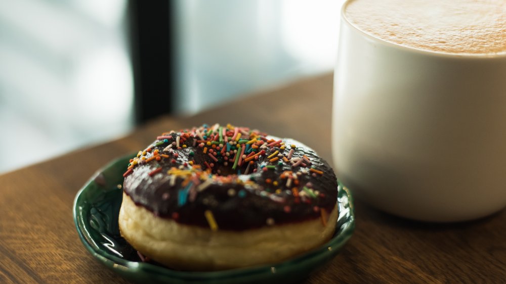 Cup of coffee and a donut