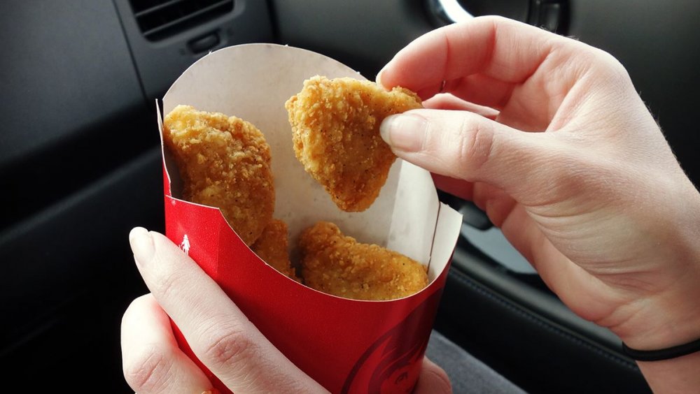 Wendy's chicken nuggets in a car