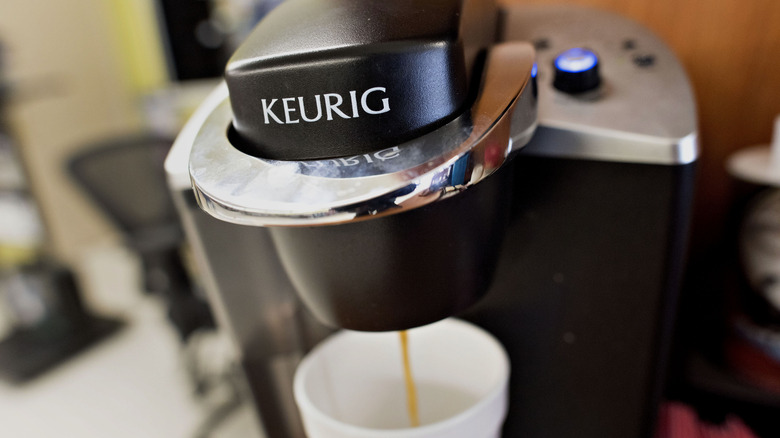 Keurig machine dispensing coffee
