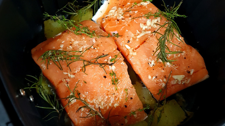 Salmon in an air fryer