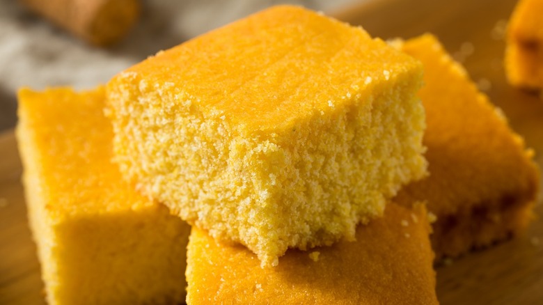 Slices of yellow cornbread