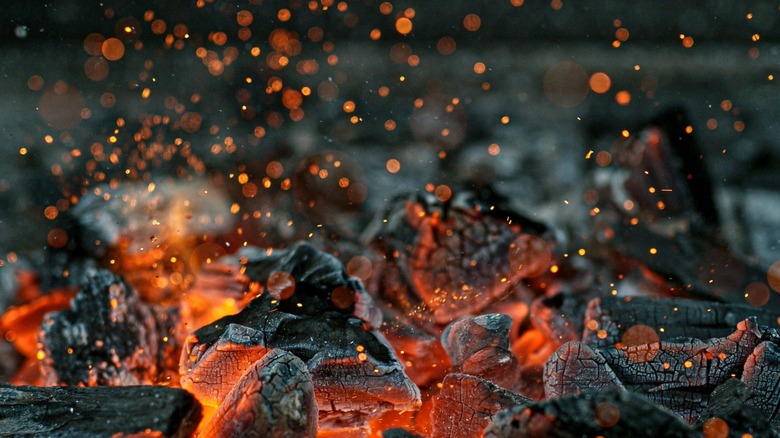 burning charcoal