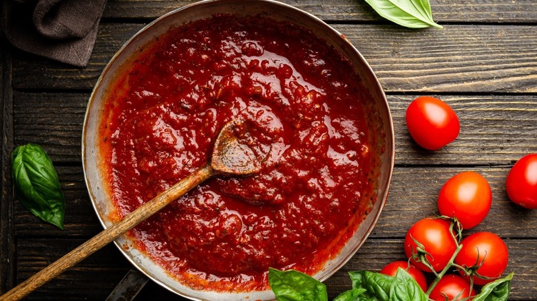 Tomato sauce in a pan