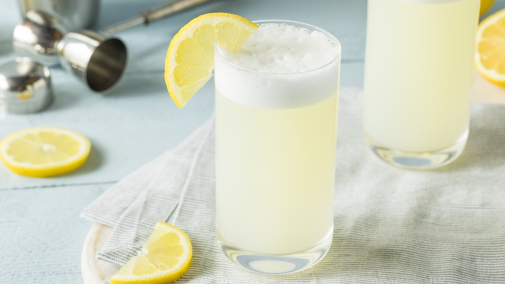 Gin fizz with lemon slice