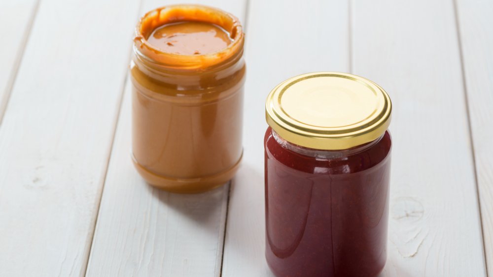 Jars of peanut butter and jelly