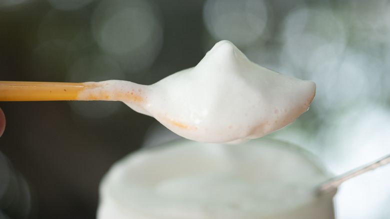 Milk froth in a spoon