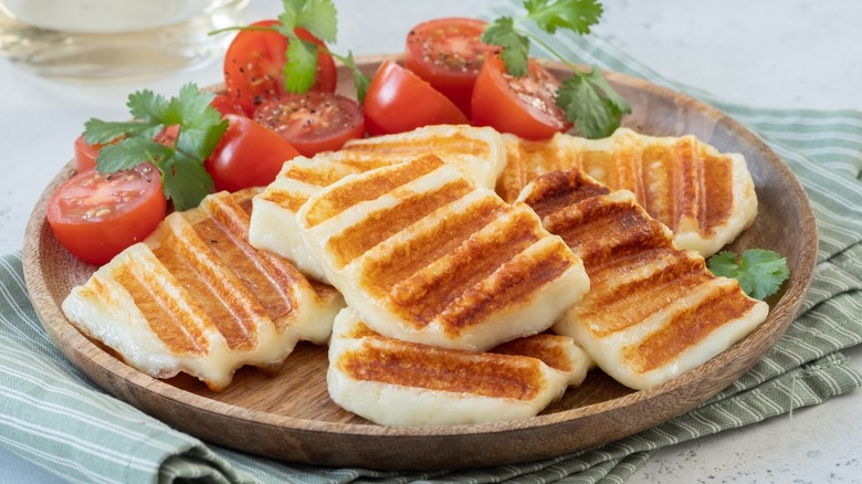 grilled halloumi cheese on plate