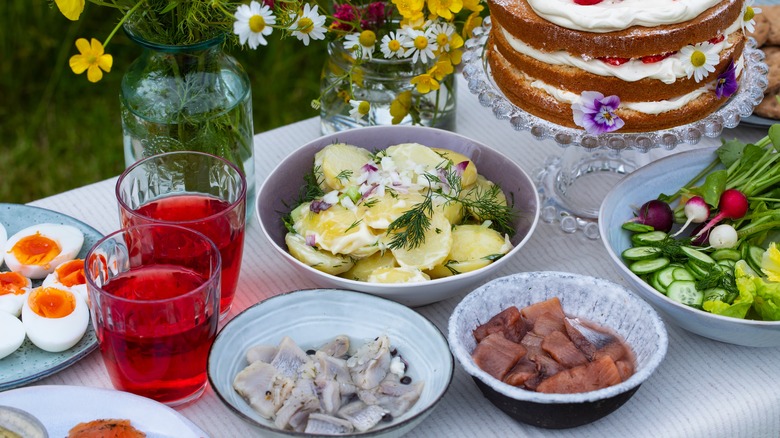 Midsummer luncheon spread