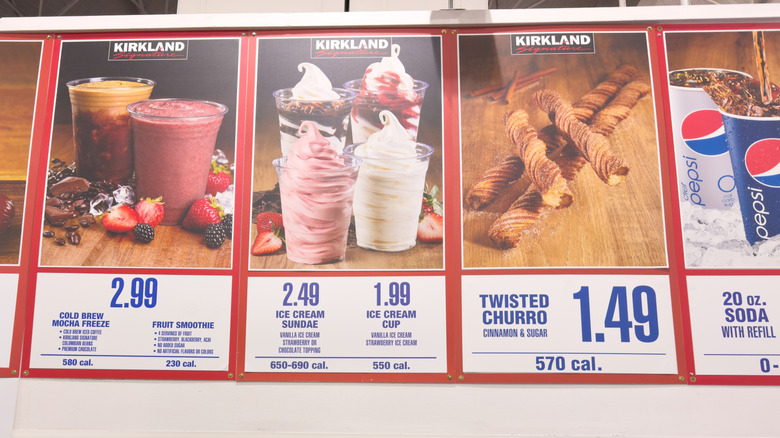 Close-up of Costco cafe menu board