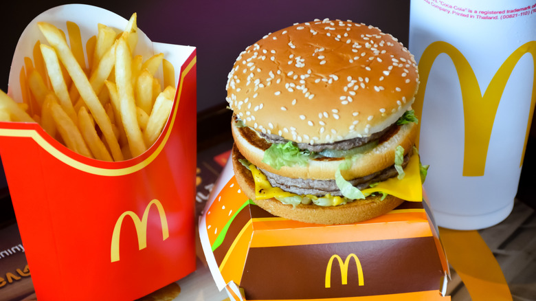 McDonald's Big Mac, fries, and drink on tray