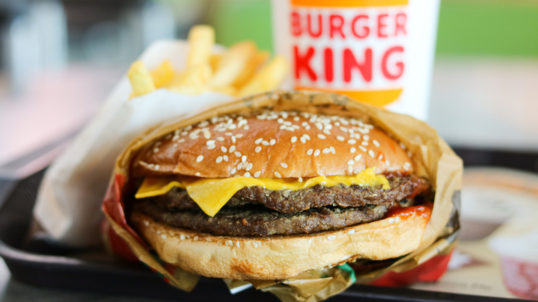 Burger King combo meal on tray