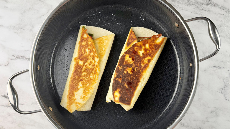 Grilled wraps in pan