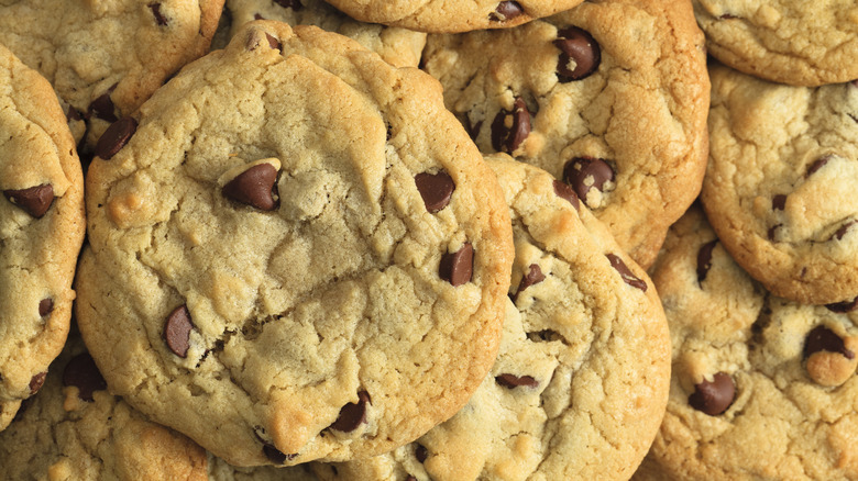 Pile of chocolate chip cookies